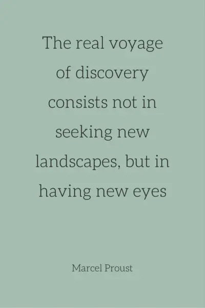 The real voyage of discovery consists not in seeking new landscapes, but in having eyes. Marcel Proust.